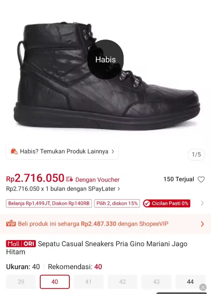 Sepatu Gino mariani jago hitam