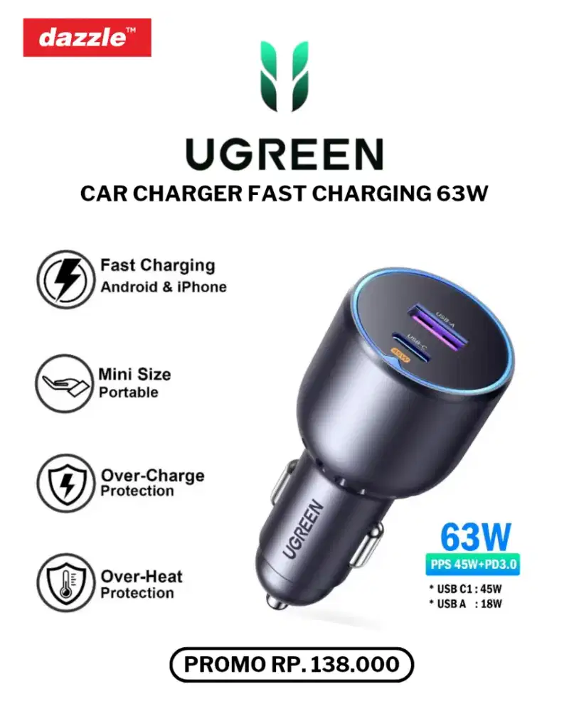UGREEN CAR CHARGER 63W (35023)
