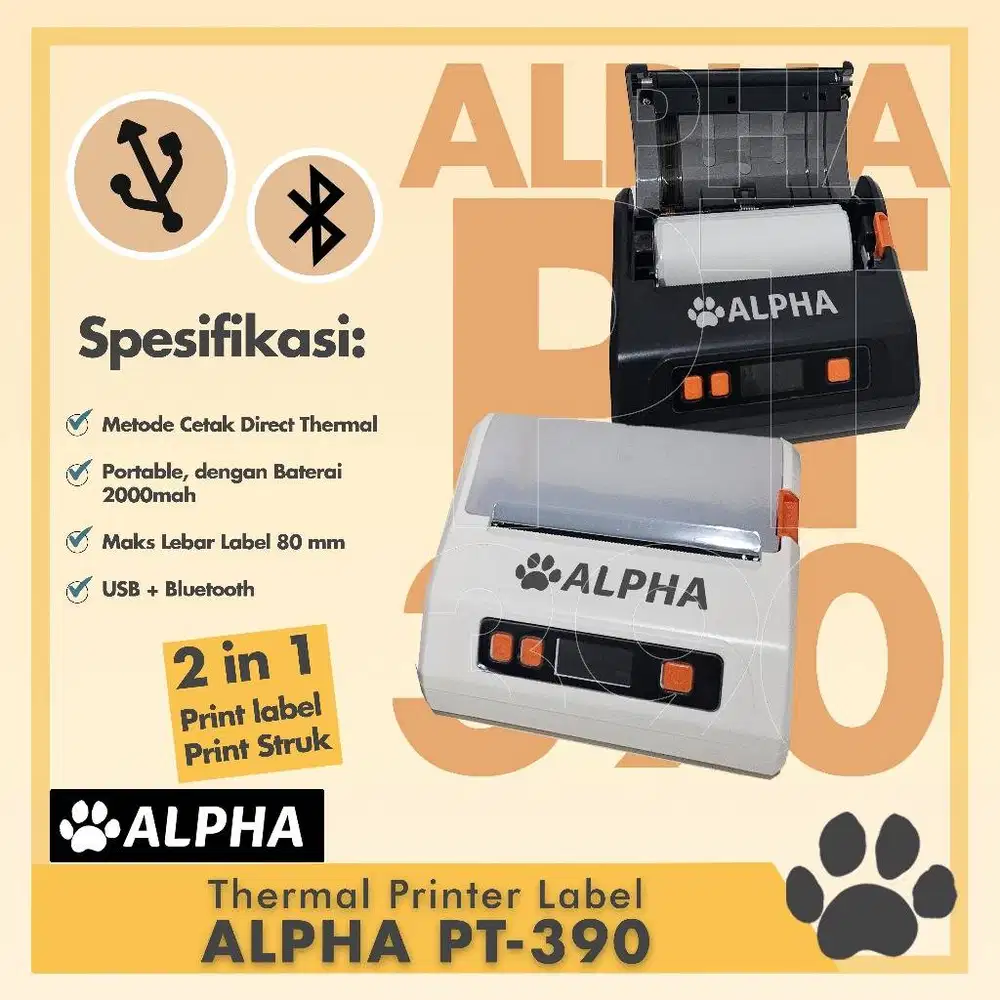 printer label mobile thermal bluetooth ALPHA LP-78M cetak label stiker