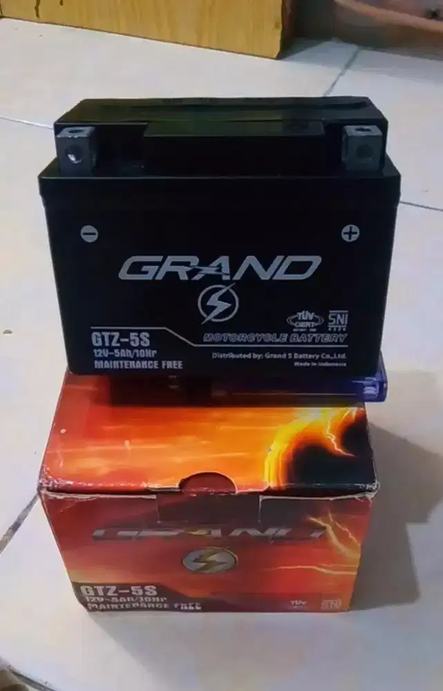 JUAL AKI MOTOR MERK GRAND 12V / 5AH (BARU)