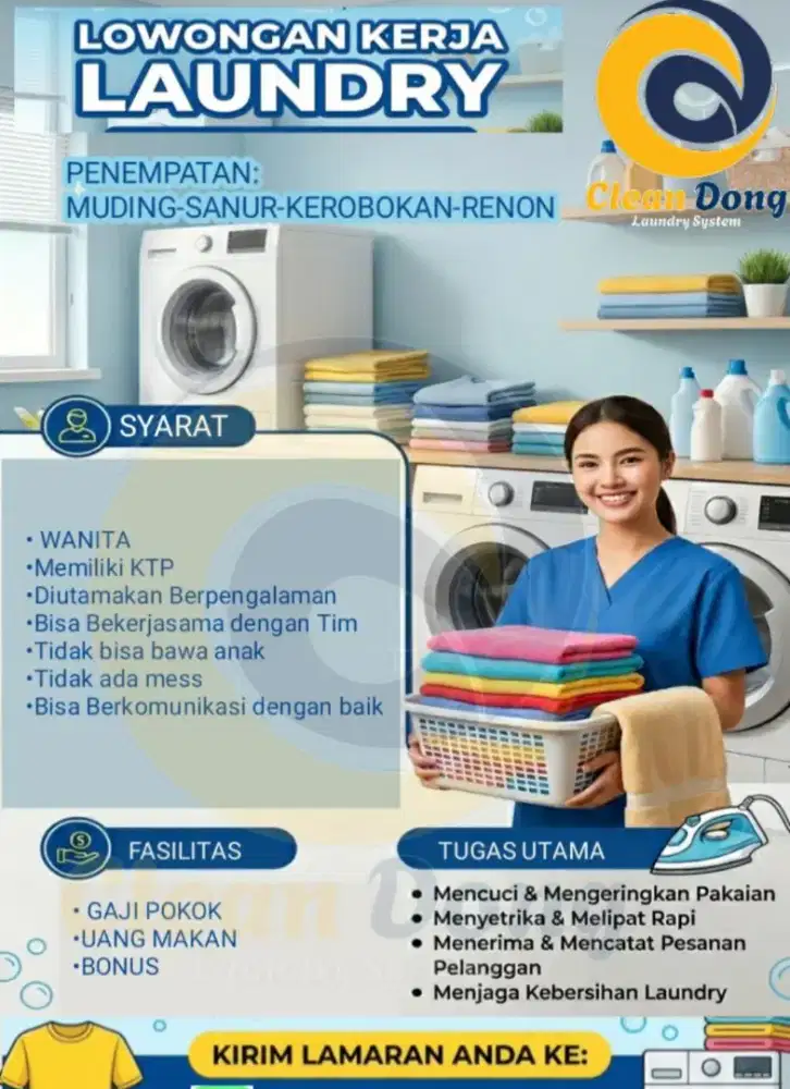 Dibutuhkan segera karyawan laundry