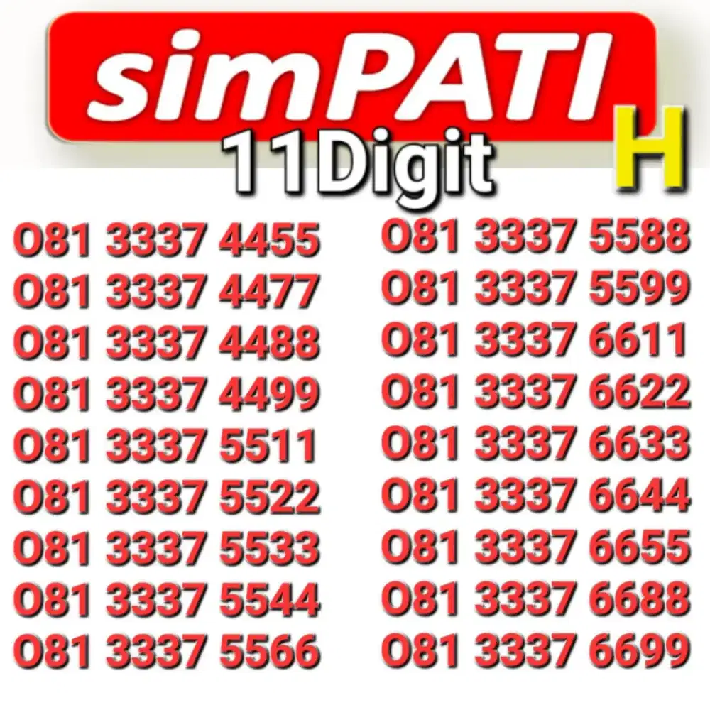 NOMOR SIMPATI 11DIGIT LIST H