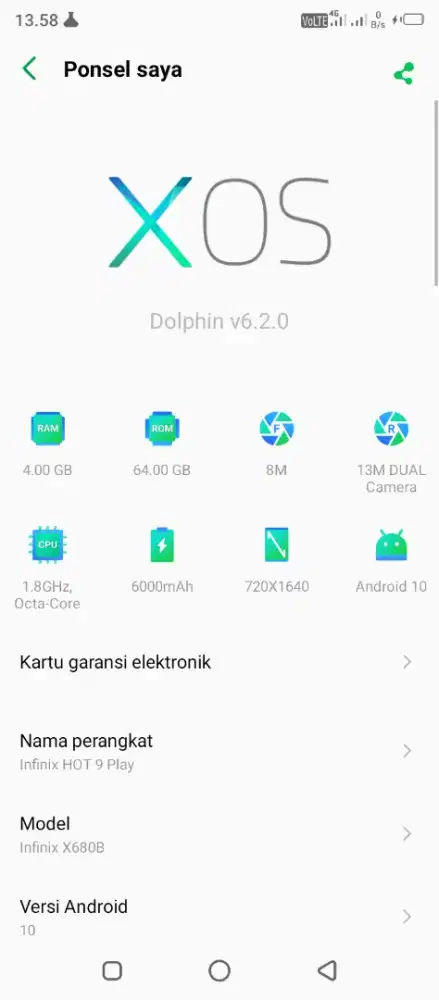 HP infinix hot9 play