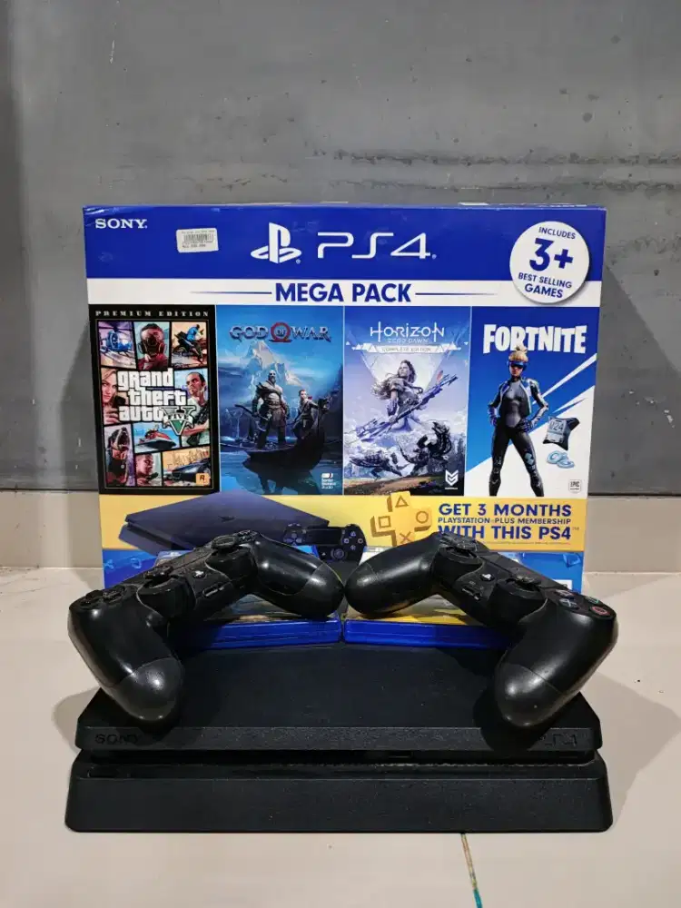 PS4 Slim 1TB 2 Stick Fullset Mulus Like New