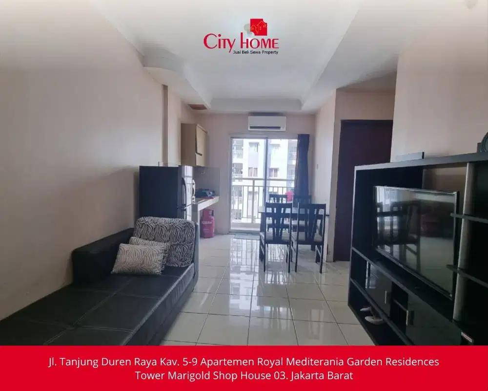 Apartemen 2BR Mediterania Garden 2 42m² Furnished Siap Huni Harga 1 M