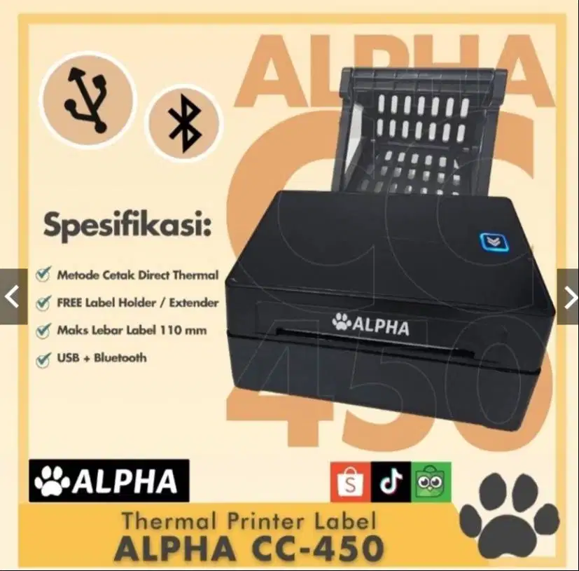printer barcode thermal bluetooth 100mm ALPHA CC 480 USB free holder