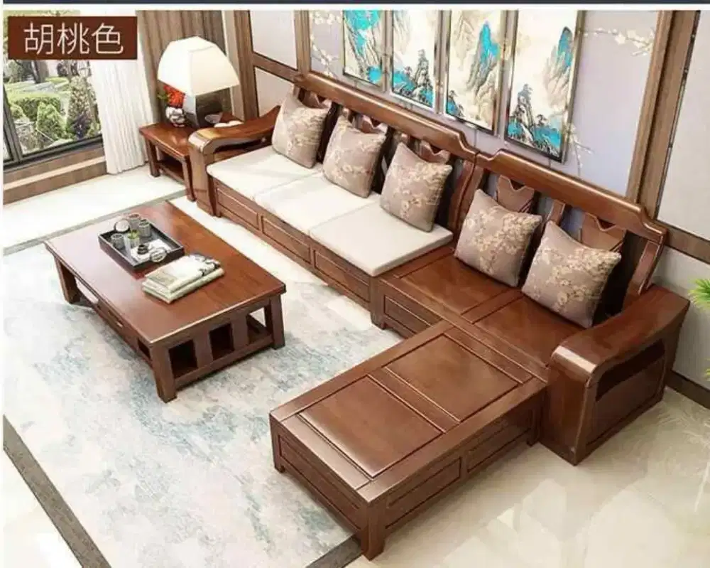 Kursi tamu sofa minimalis jati