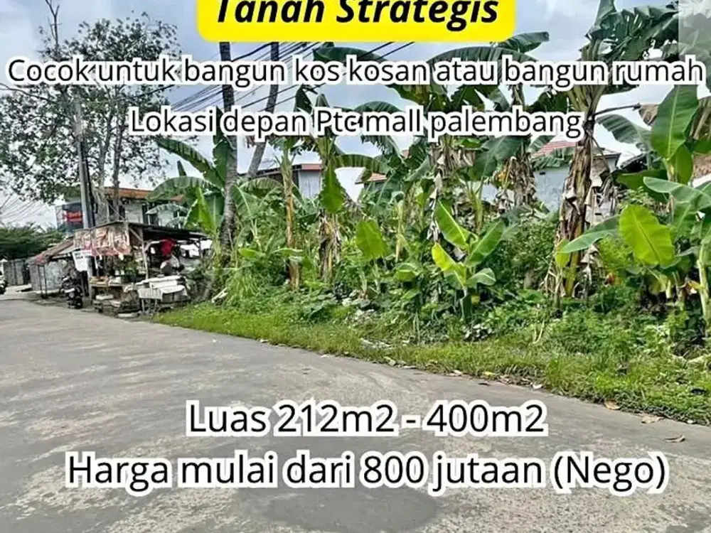 Dijual Tanah Depan PTC mall Palembang cocok Penginapan Elit