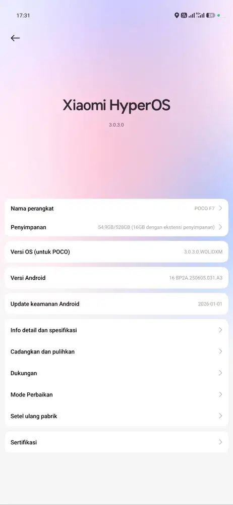 POCO F7 HITAM FULLSET