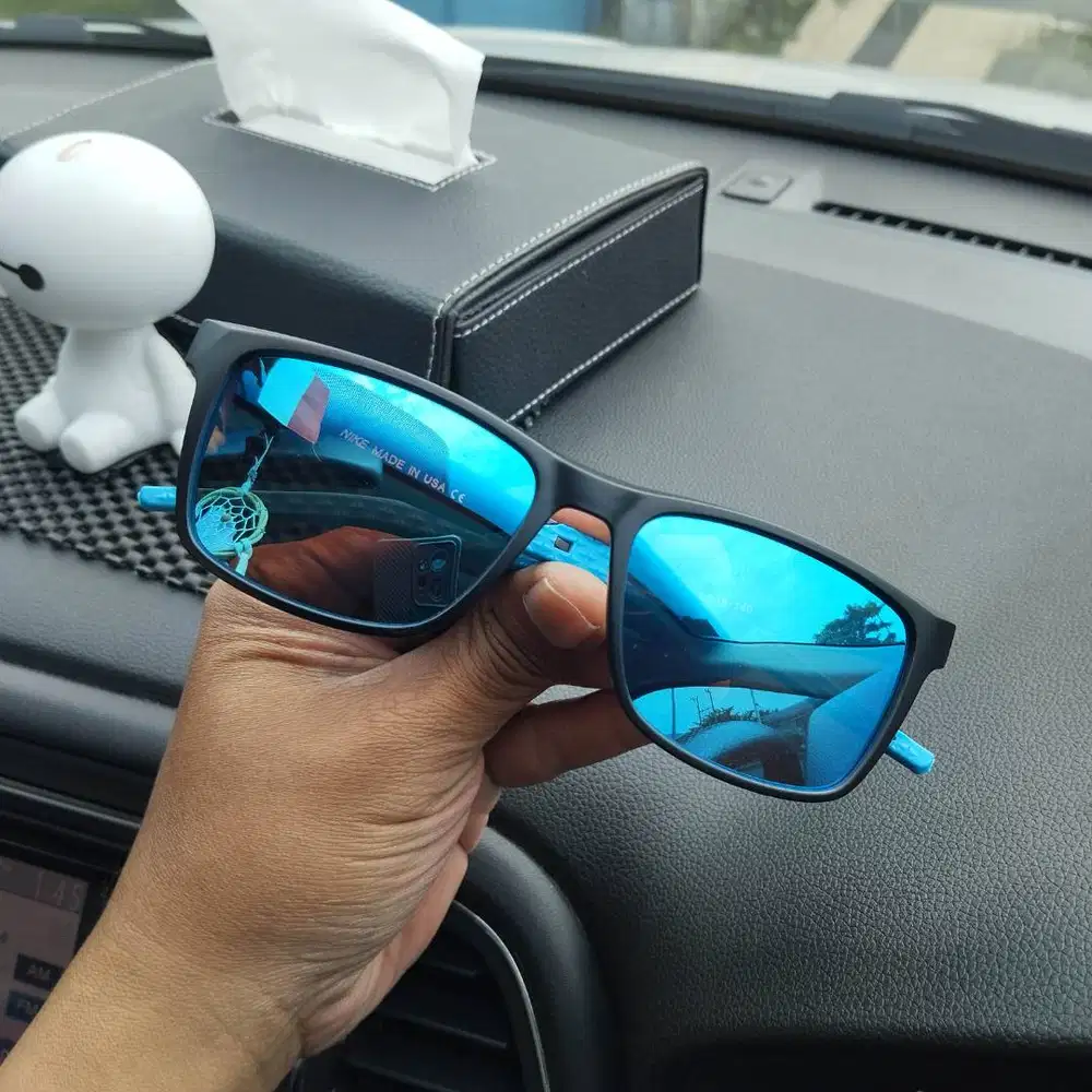 Nike 7057 Vintage Blue Eyeglasses Man Polarized Lens - Blue Black