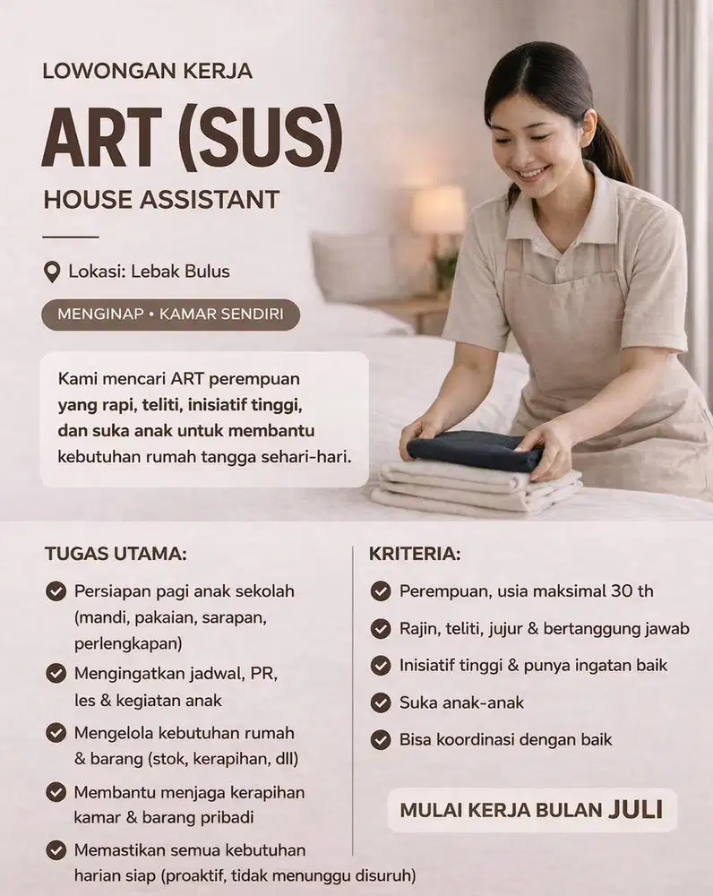 MULAI KERJA 1 JULI 2026, GAJI START 3-3,5 JT