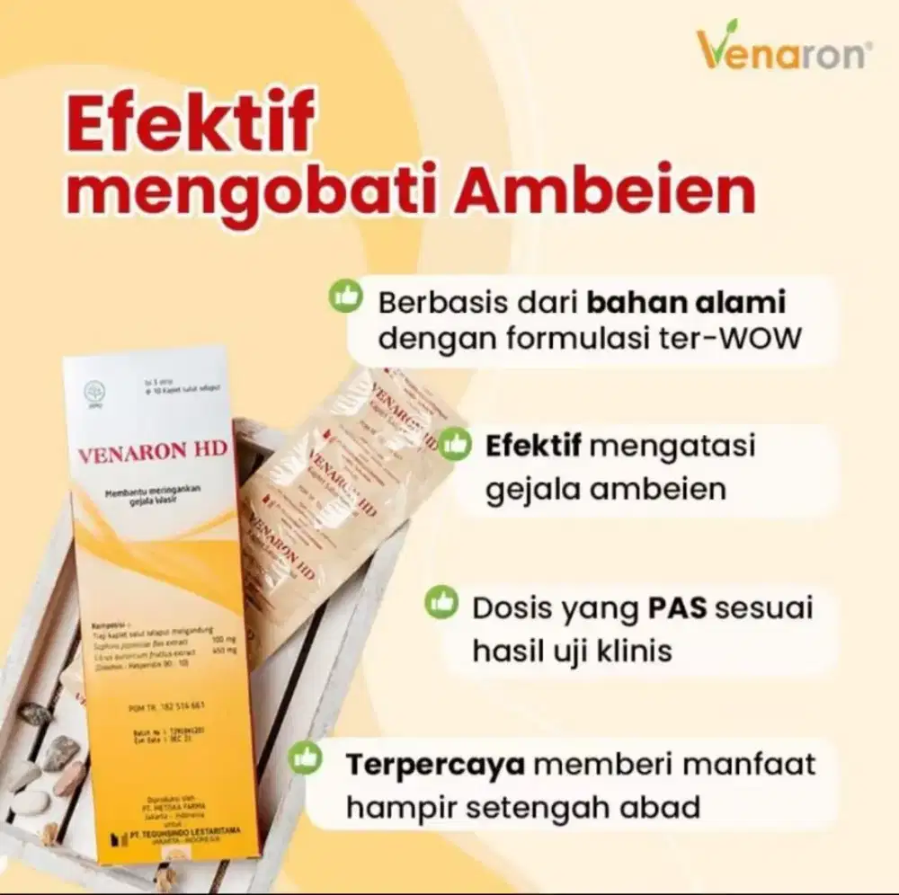 VENARON HD STRIP @10 Kaplet (Obat Wasir)   RESMI PT METISKA FARMA