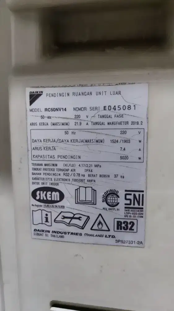 Dijual AC Daikin 2 PK Thailand R32 Josh