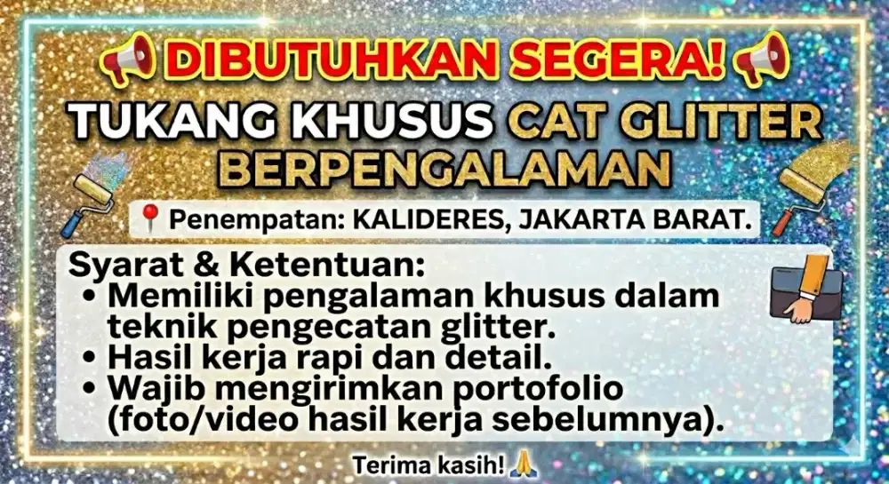 Dicari Tukang Cat Glitter Rumah Prinadi