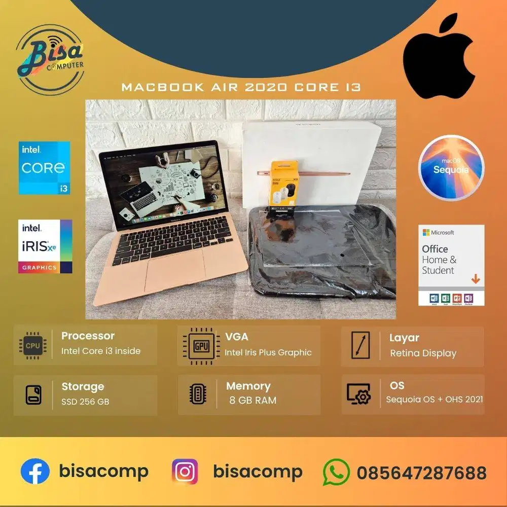 MacBook Air 2020 Intel Core i3 SSD 256gb Ram 8gb 13inchRetina Backlit