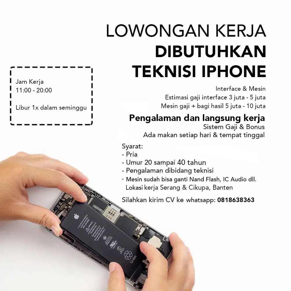 Lowongan Kerja Teknisi iPhone