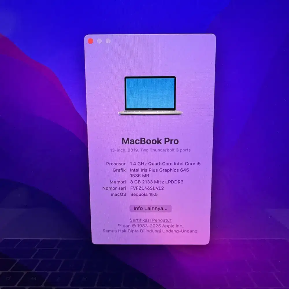 Macbook Air M1 Layar 13 inch Ram 16 Ssd 256 Space Grey