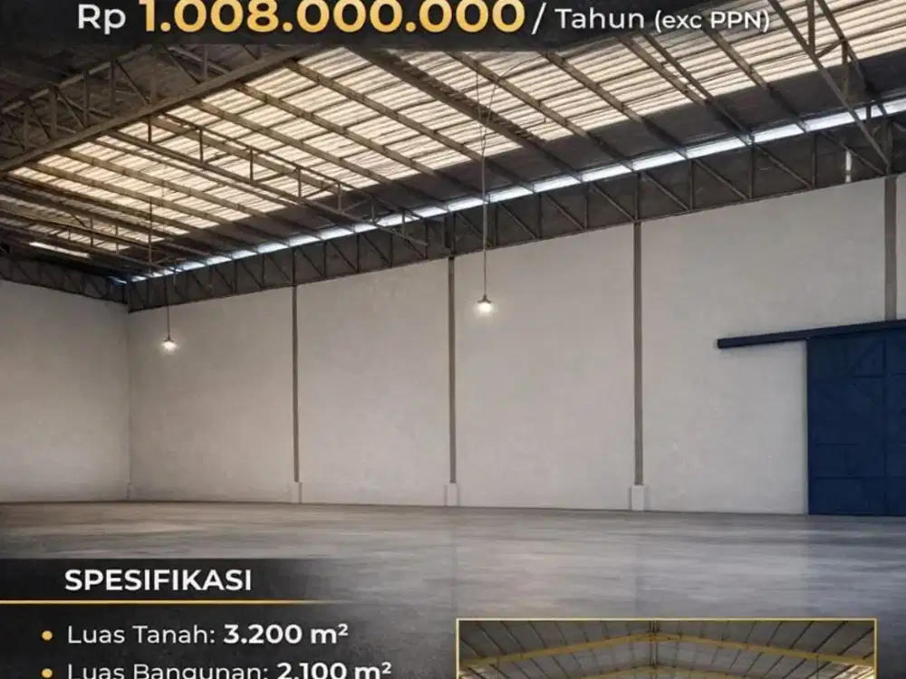 DISEWAKAN GUDANG MANDIRI/STAND ALONE 2100M2 CIKANDE SERANG
