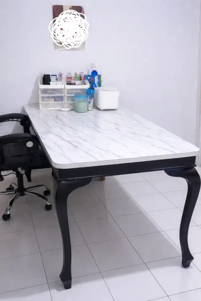 Meja makan kayu mahoni uk 6 kursi