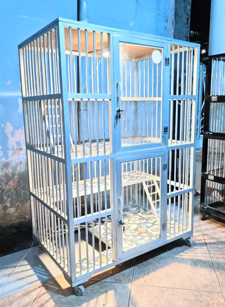 Kandang Kucing Aluminium Preloved 2 Pintu BSH British Persia Scottish