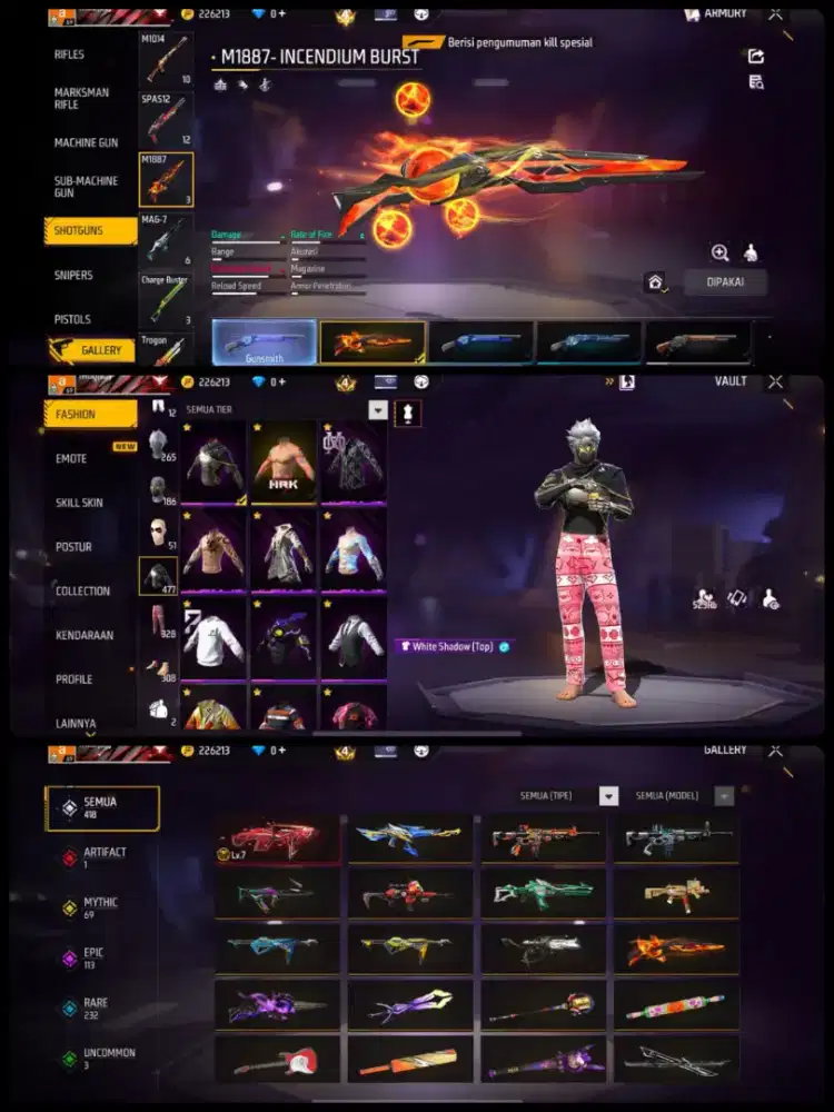 AKUN FF LOG GUGEL BIND SEPAKET