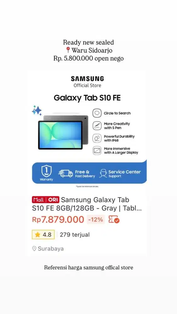 Samsung Tab S10 FE wifi only