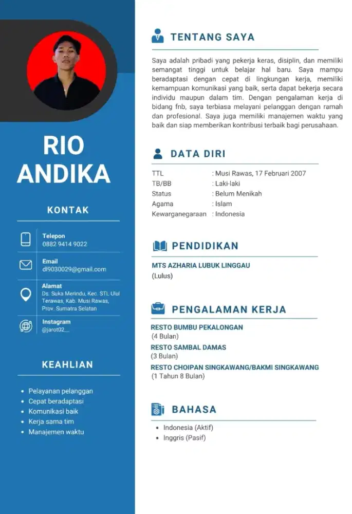 Pegalaman kerja restoran