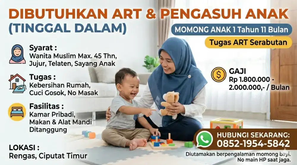 ART Serabutan & Momong Bayi - Menginap - Ciputat