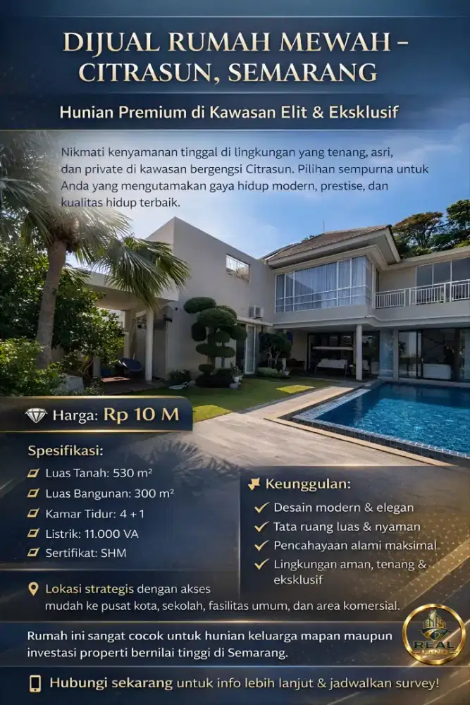 RUMAH MEWAH DI CITRASUN GARDEN SEMARANG SIAP HUNI