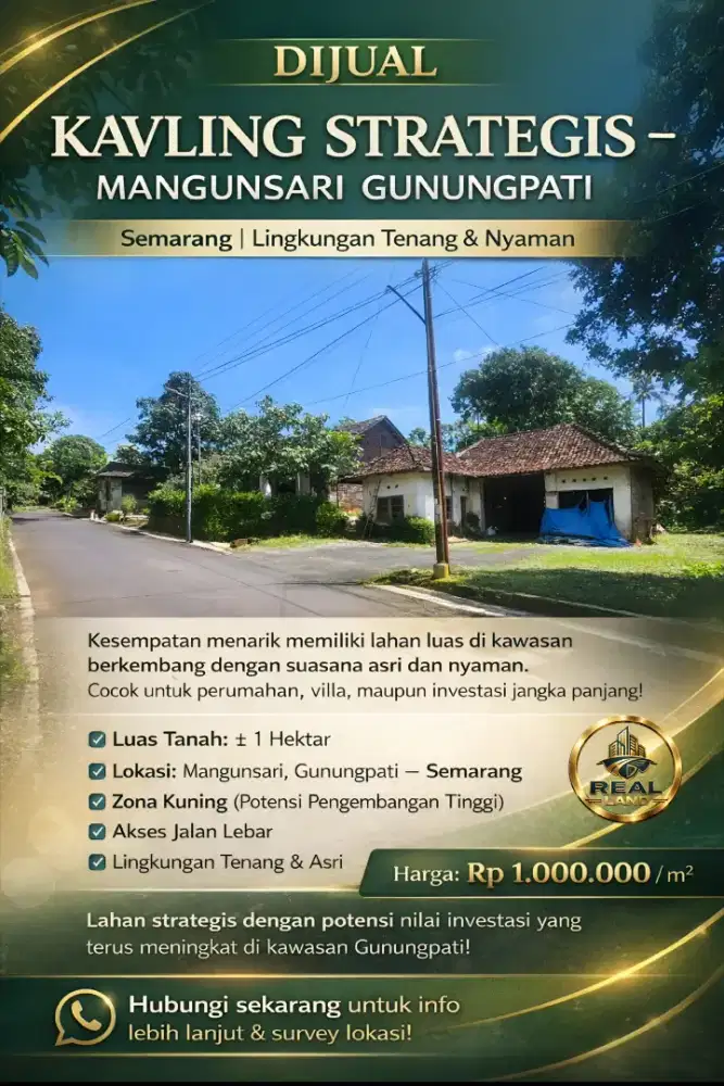 TANAH PREMIUM STRATEGIS DI KAWASAN UNNES GUNUNG PATI SEMARANG