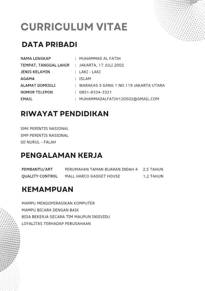 SAYA SIAP KERJA APA SAJA