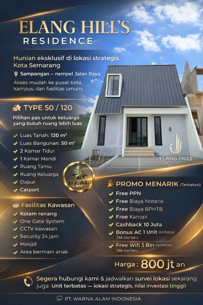 ELANG HILL'S SAMPANGAN KOTA SEMARANG STRATEGIS DEKAT KOTA SEMARANG