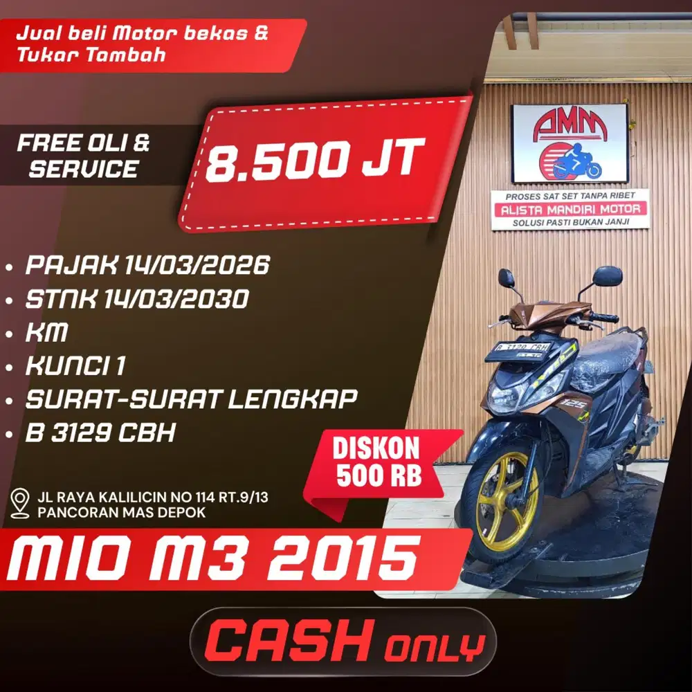 MIO M3, 2015, CASH ONLY, KREDIVO, CC