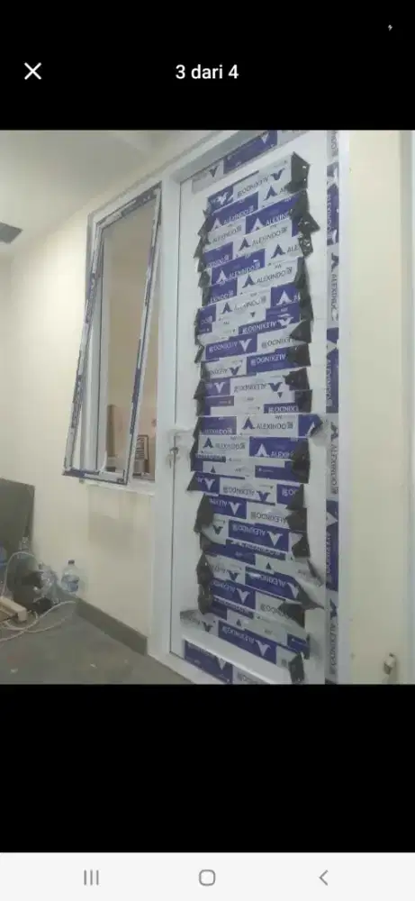 Pintu dobel spandrel + jendela aluminium T210 L80 & T120 L50 hrg 3,4