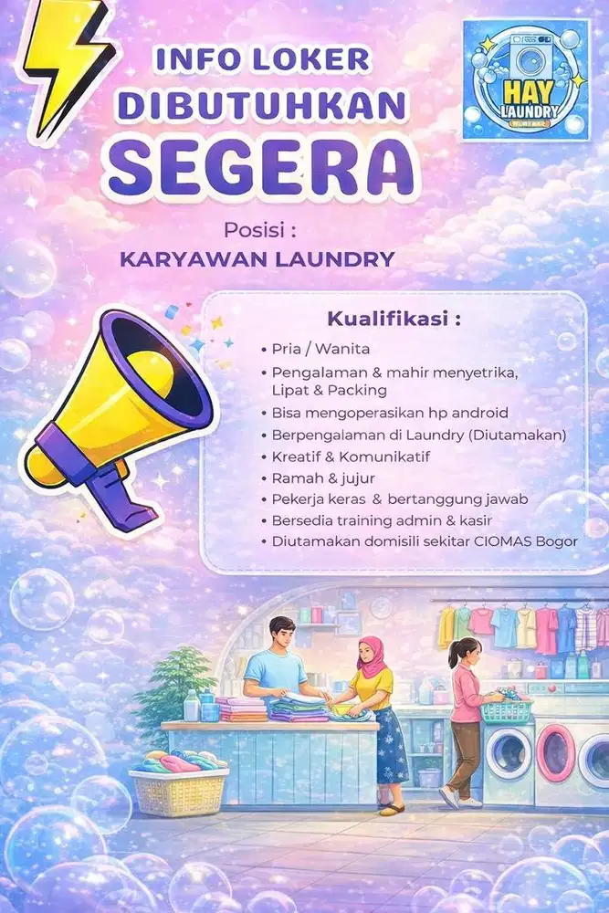 LOWONGAN KERJA DI LAUNDRY