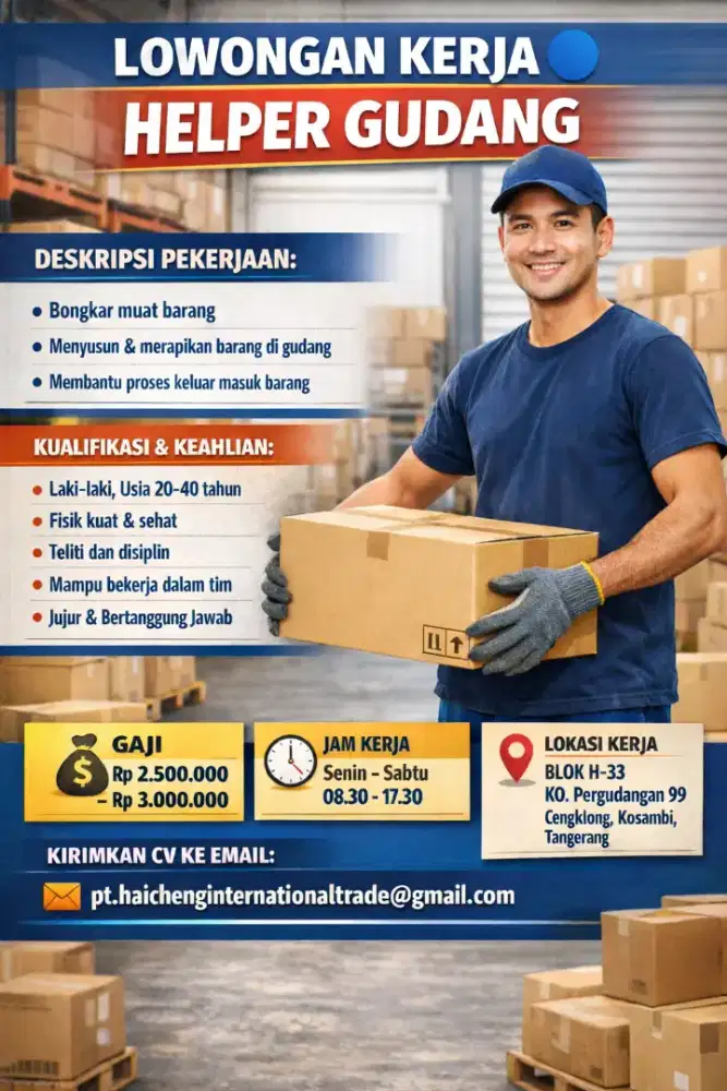 Lowongan kerja helper gudang