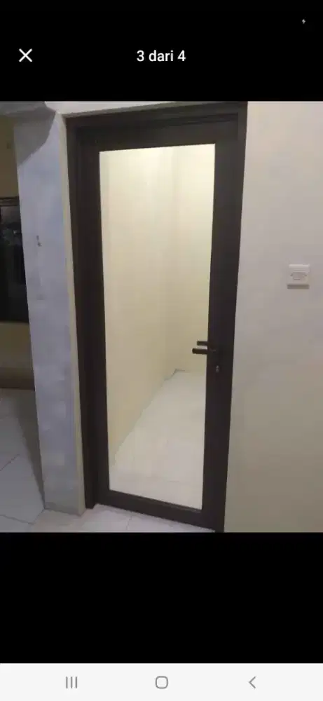 Pintu aluminium kaca swing office T220cm L100cm hrg 2,1 jt / terpasang