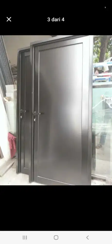 Pintu aluminium swing T220cm L100cm hrg plus pasang 2,3 jt / unit