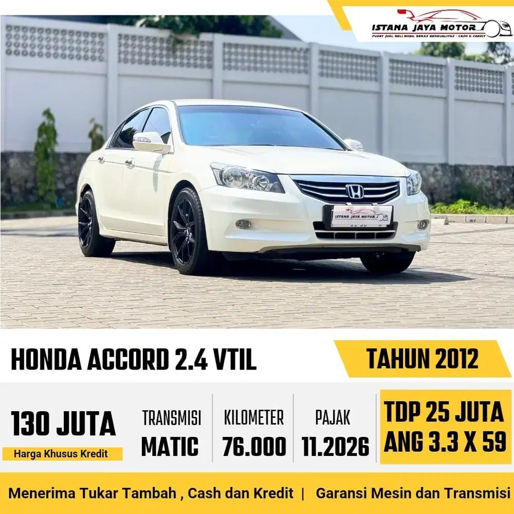 KM 76K Honda Accord 2.4 VTIL Automatic 2012 Putih