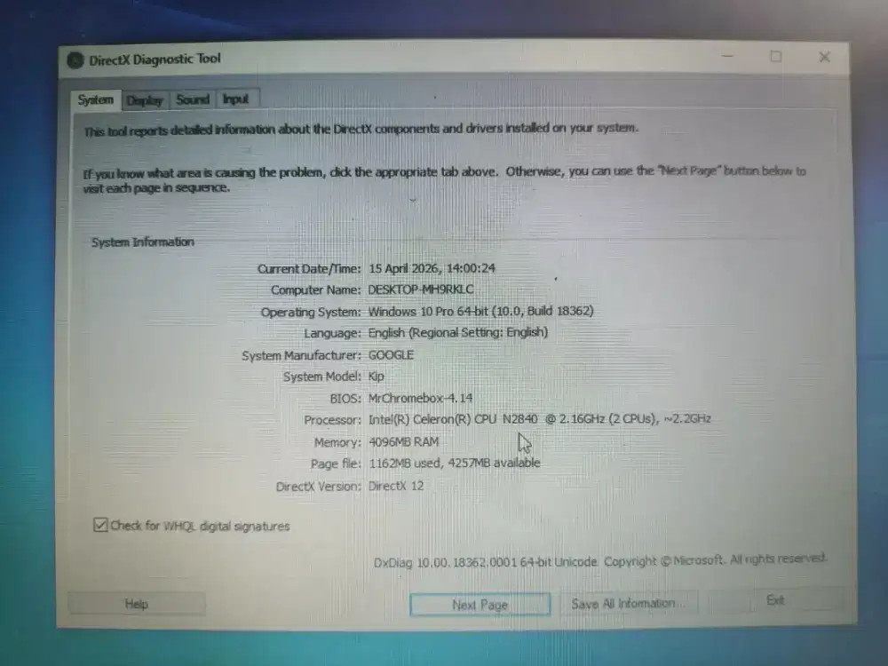 Crombook hp ram 4 SSD 128 minus pemakaian saja SM charger