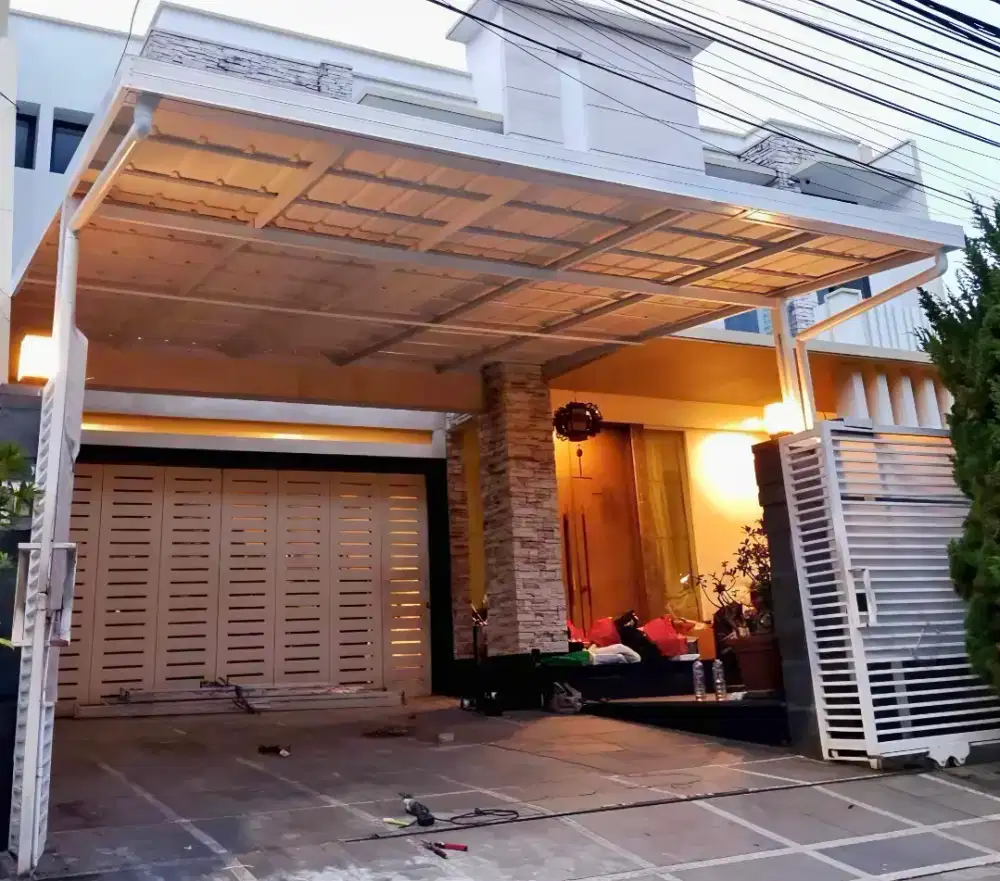 Pasang kanopi baja ringan atap alderon