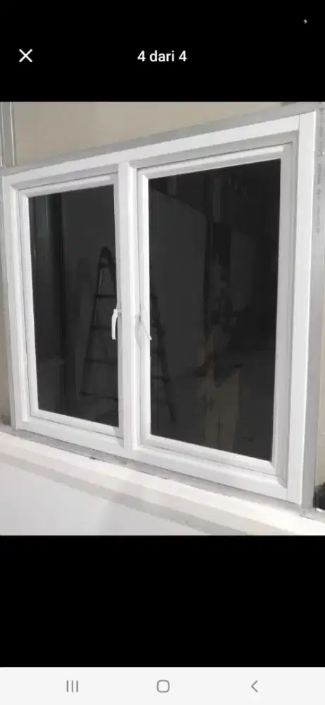 Jendela aluminium dobel daun T120cm L120cm hrg plus pasang 1,5 jt/unit