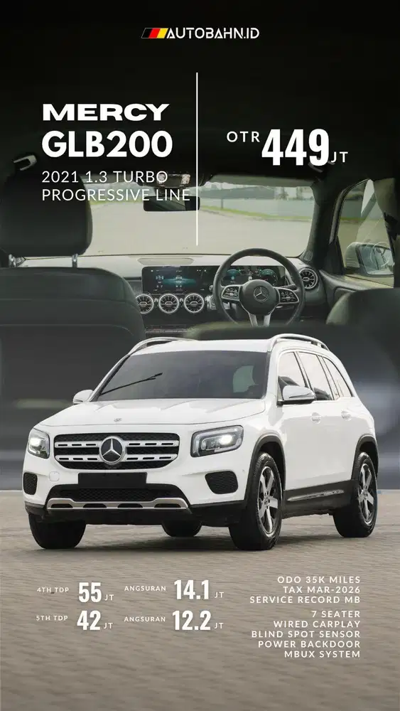 Gagah ProMax! Mercedes Benz GLB200 Progressive Line 2021 x1 x3 c200