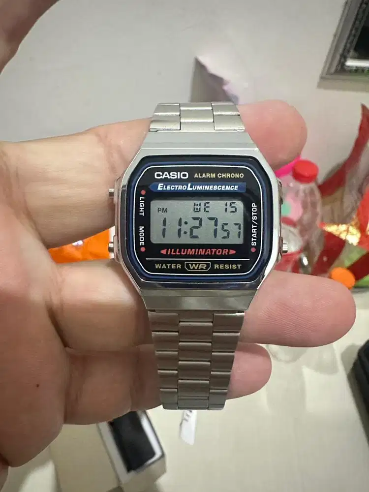 Jam Tangan Casio Vintage Retro Digital A168WA-1WDF Stainless Steel