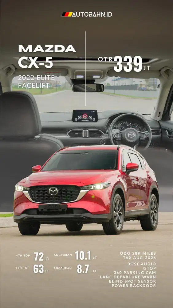 Special Colour! Mazda CX5 Elite Facelift 2022 Soul Redz Bergaransi!