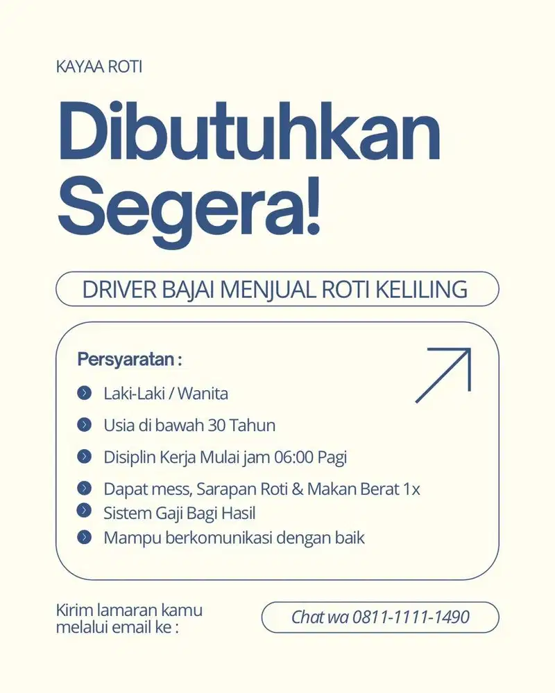 Lowongan kerja driver bajay keliling