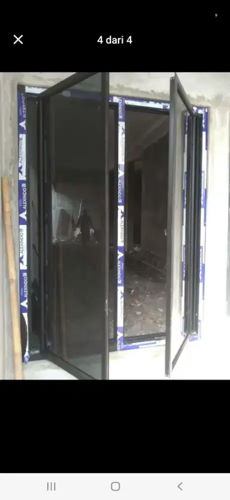 Kusen aluminium jendela 2 daun T160cm L120cm hrg terpasang 2,2 jt/unit