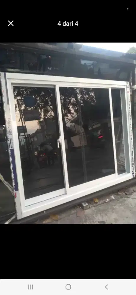 Jendela geser aluminium T100cm L200cm harga terpasang 2,2 jt / unit