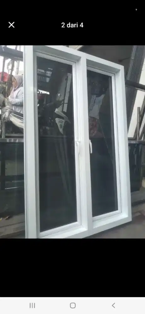 Jendela aluminium dobel daun T200cm L120cm harga 2,45 jt / terpasang