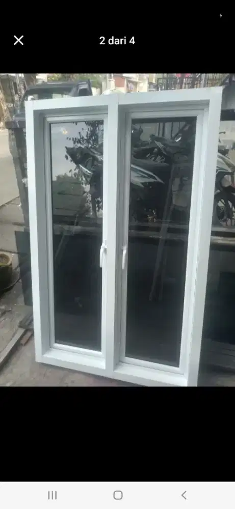 Kusen jendela alumunium 2 daun T200cm L120cm hrg plus pasang 2,45 jt